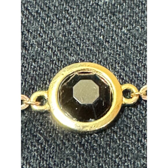 Gold-Plated Bracelet Anklet With Black Gemstone & Adjustable Chain - Picture 2 of 6